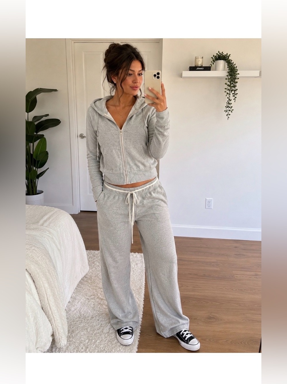 CONVERSE Y2K Grey Two Piece Sweat Set Size Medium